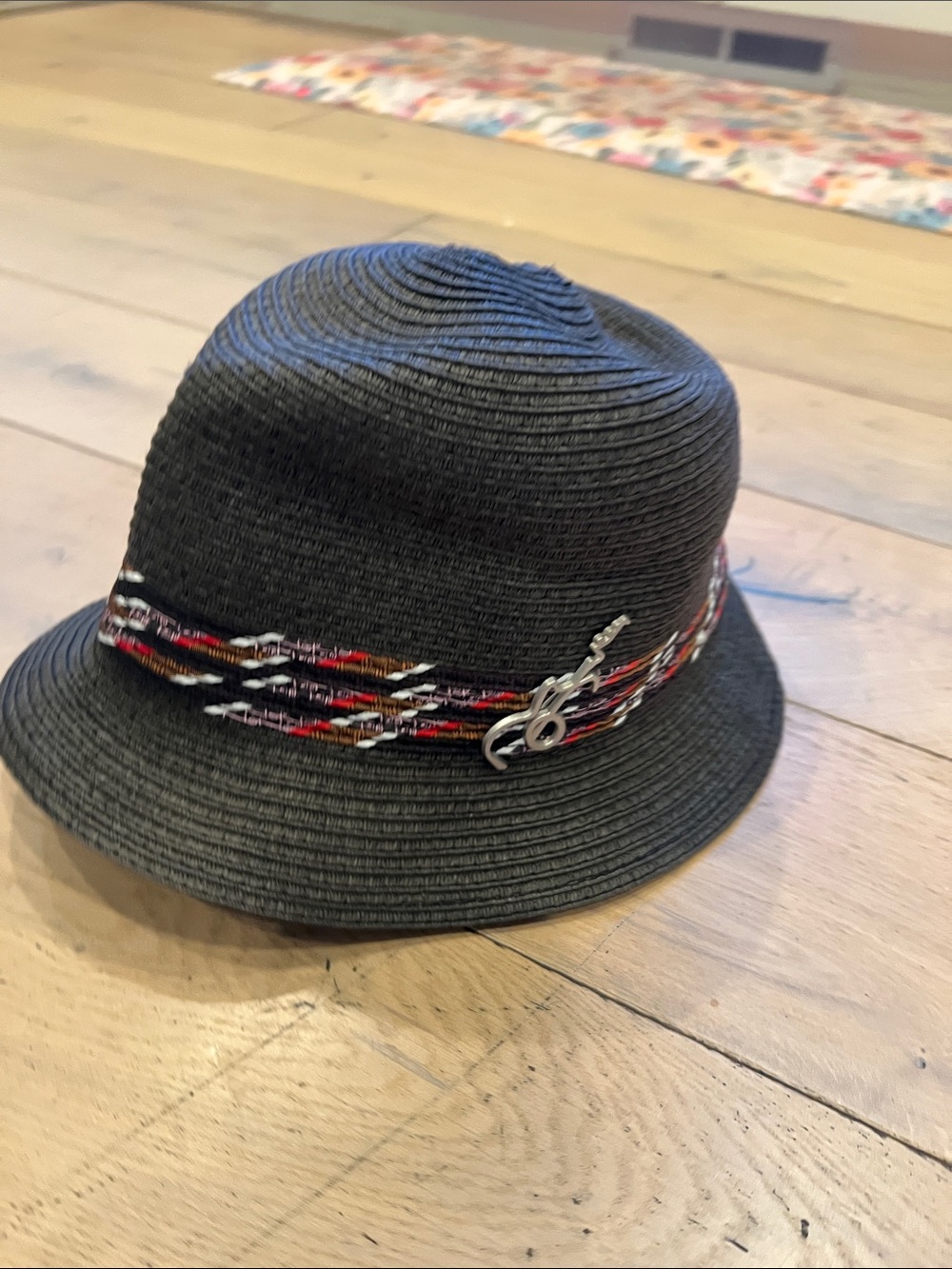 Carlos by Carlos Santana Black Bucket Hat with Multicolor Braided Band